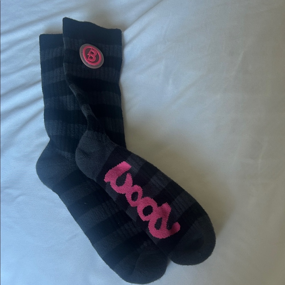 Body by Raven Black and Pink Striped Socks